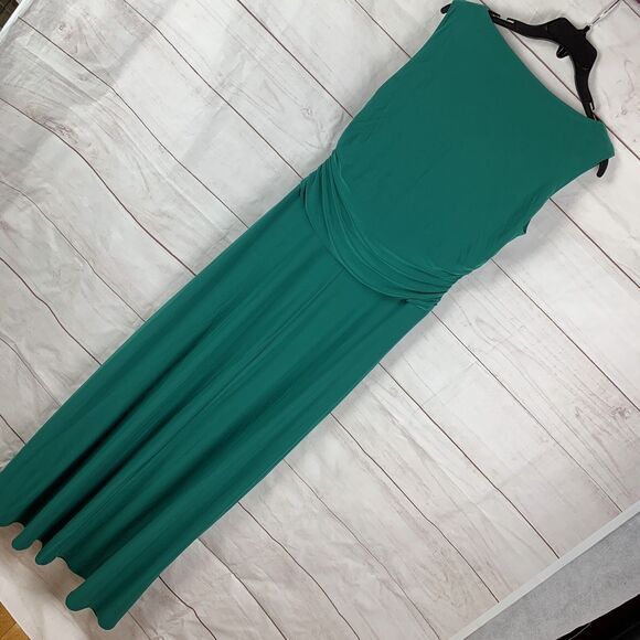 Kasper Dress Gown Long Draped Maxi Green Party 8 Stretch Wedding Romantic Greek - Picture 3 of 16